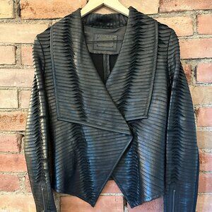 🖤 LINE Brand Black Textured Lambskin Leather Jacket 🖤